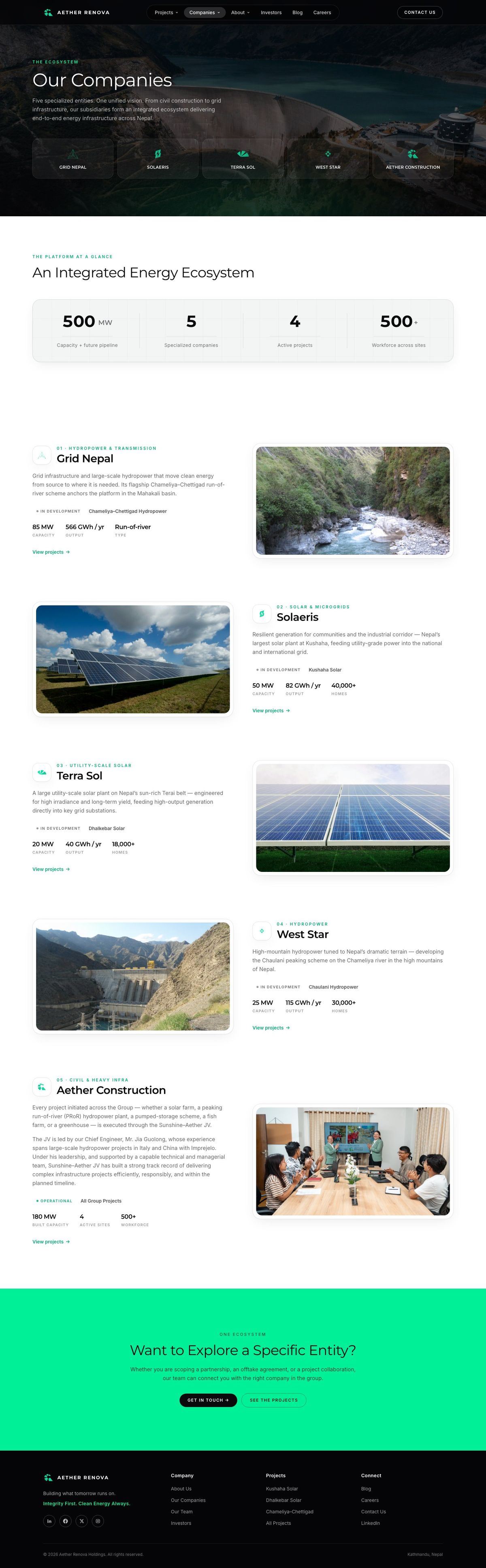 Companies page design