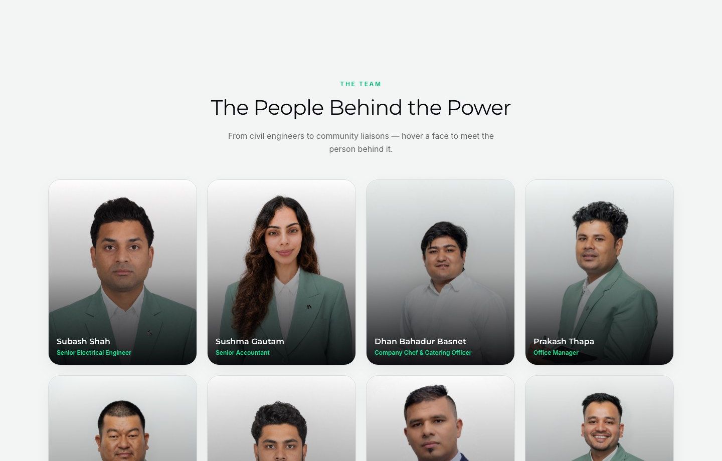 Faces, not a faceless corporation, Team