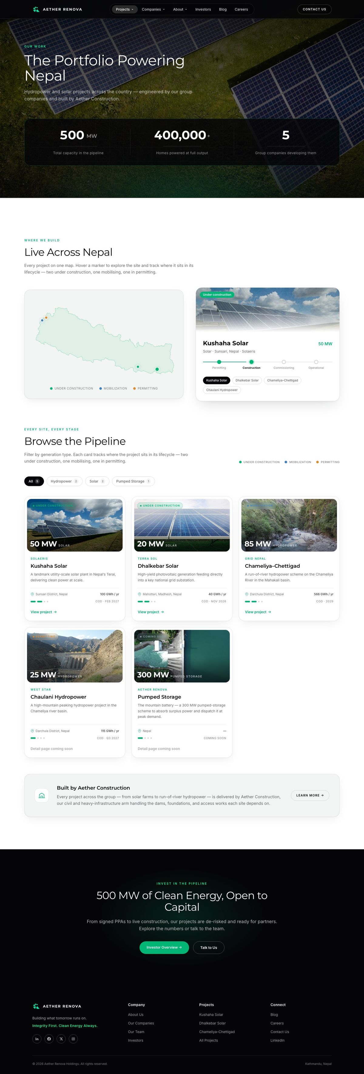 Projects page design