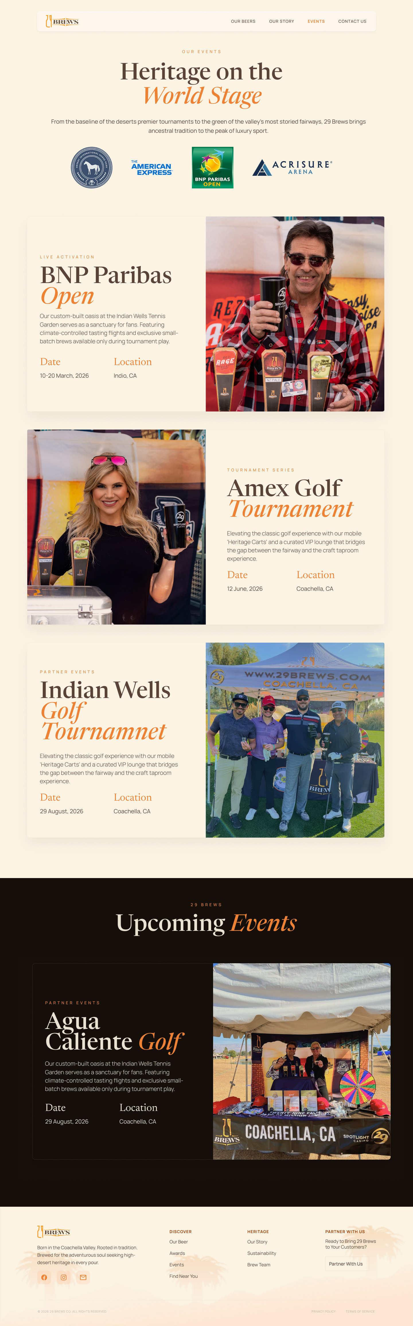 Events page design