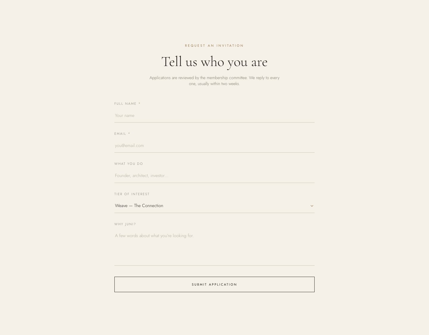 Tell us who you are, Membership